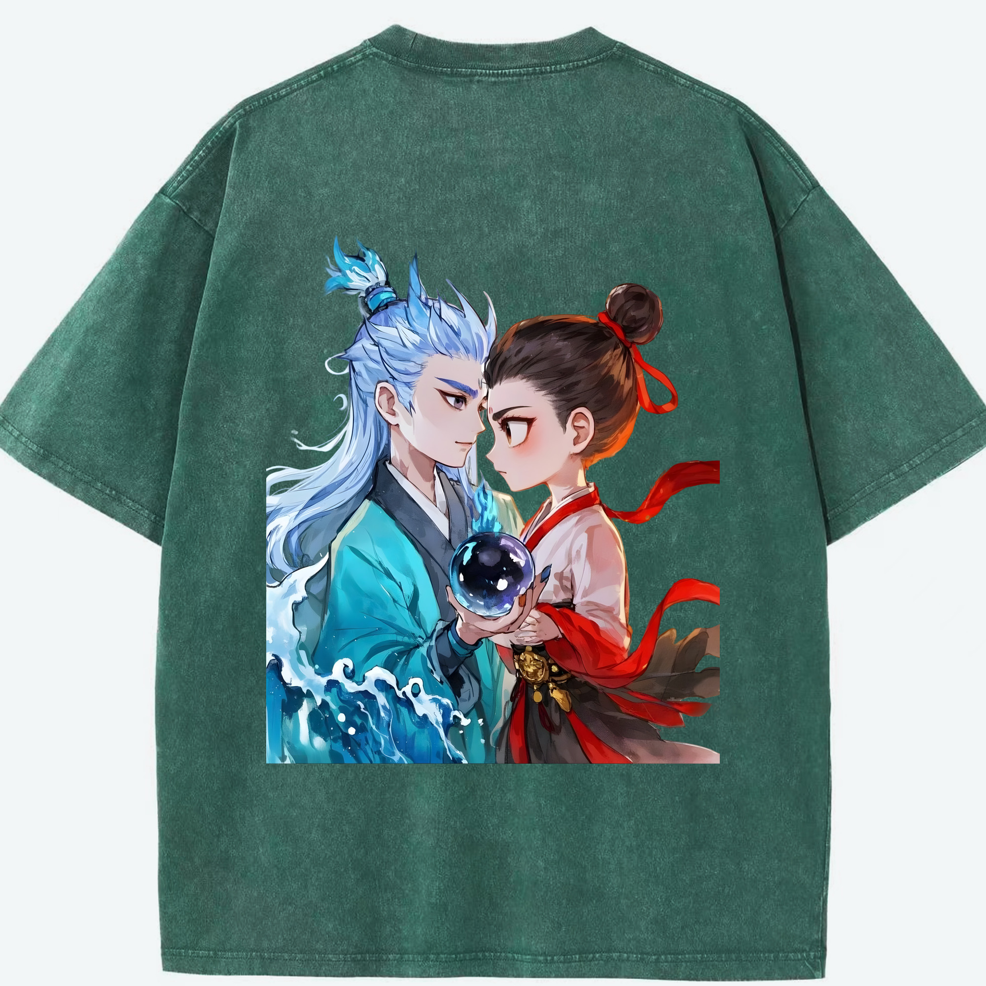 （画像用） Ne Zha 2 ナタ 魔童の大暴れ 綿100% ヴィンテージ風 半袖Tシャツ（背面プリント）